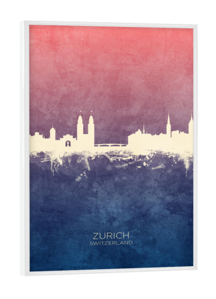 Poster mit weißem Rahmen "Zurich Skyline BlueRose" artboxONE - Städte,Städte / Zürich