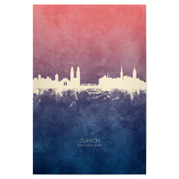 Poster 30x20 cm "Zurich Skyline BlueRose" artboxONE - Städte,Städte / Zürich