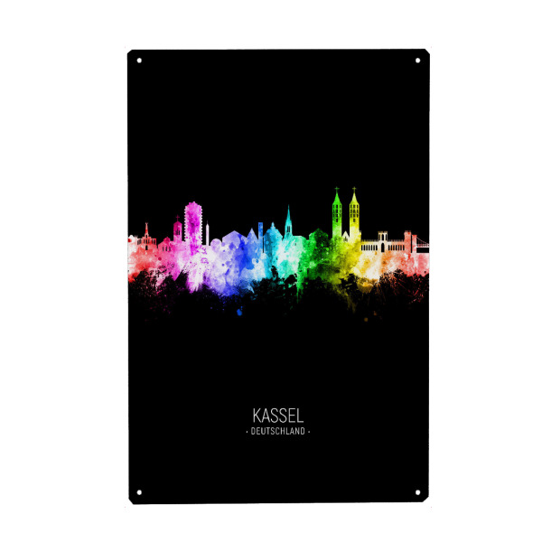 Metall Poster "Kassel Skyline Colour Black" artboxONE - Städte