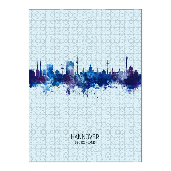 Puzzle Ravensburger "Hannover Germany Skyline Dark Blue" artboxONE - Städte