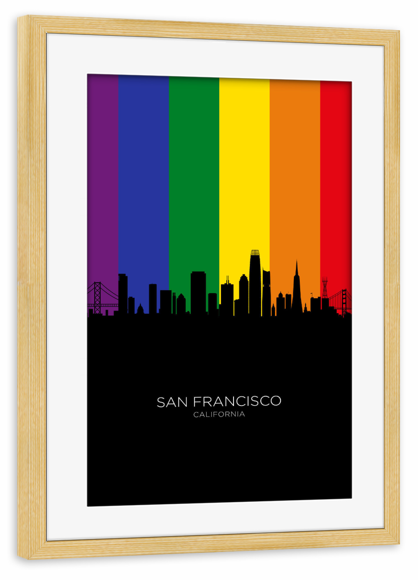 Poster mit Rahmen kiefer "San Francisco Skyline Pride" artboxONE - Städte,Städte / San Francisco