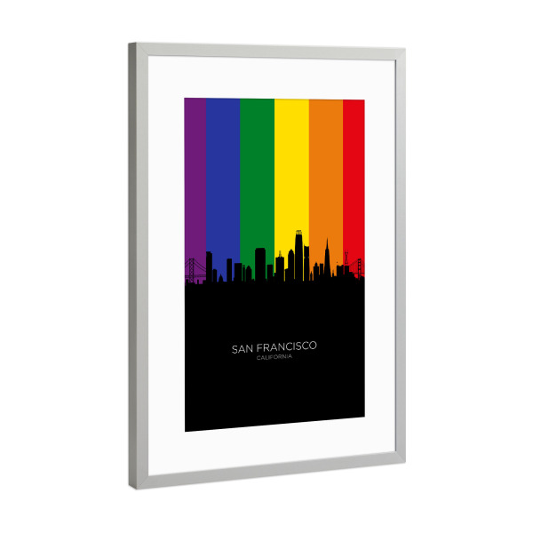 Poster mit Rahmen Silber "San Francisco Skyline Pride" artboxONE - Städte,Städte / San Francisco