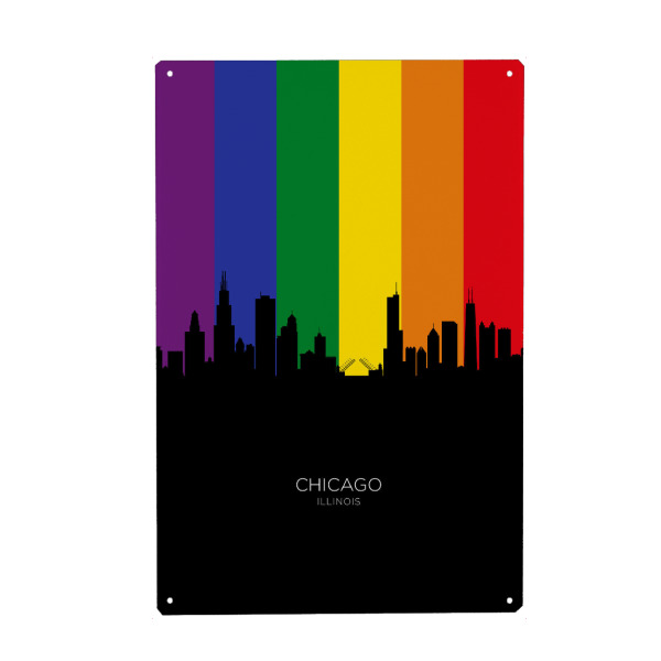 Holzbild "Chicago Illinois Skyline Pride" artboxONE - Städte,Städte / Chicago
