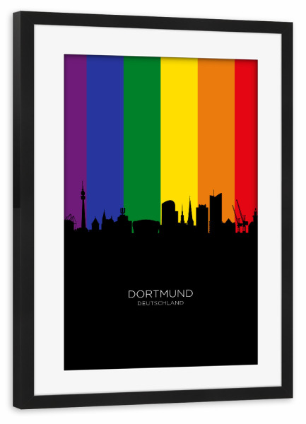Poster mit Rahmen schwarz "Dortmund Germany Skyline Pride" artboxONE - Städte
