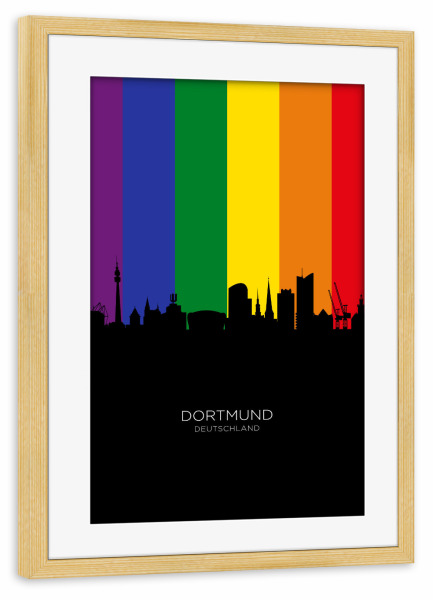 Poster mit Rahmen kiefer "Dortmund Germany Skyline Pride" artboxONE - Städte