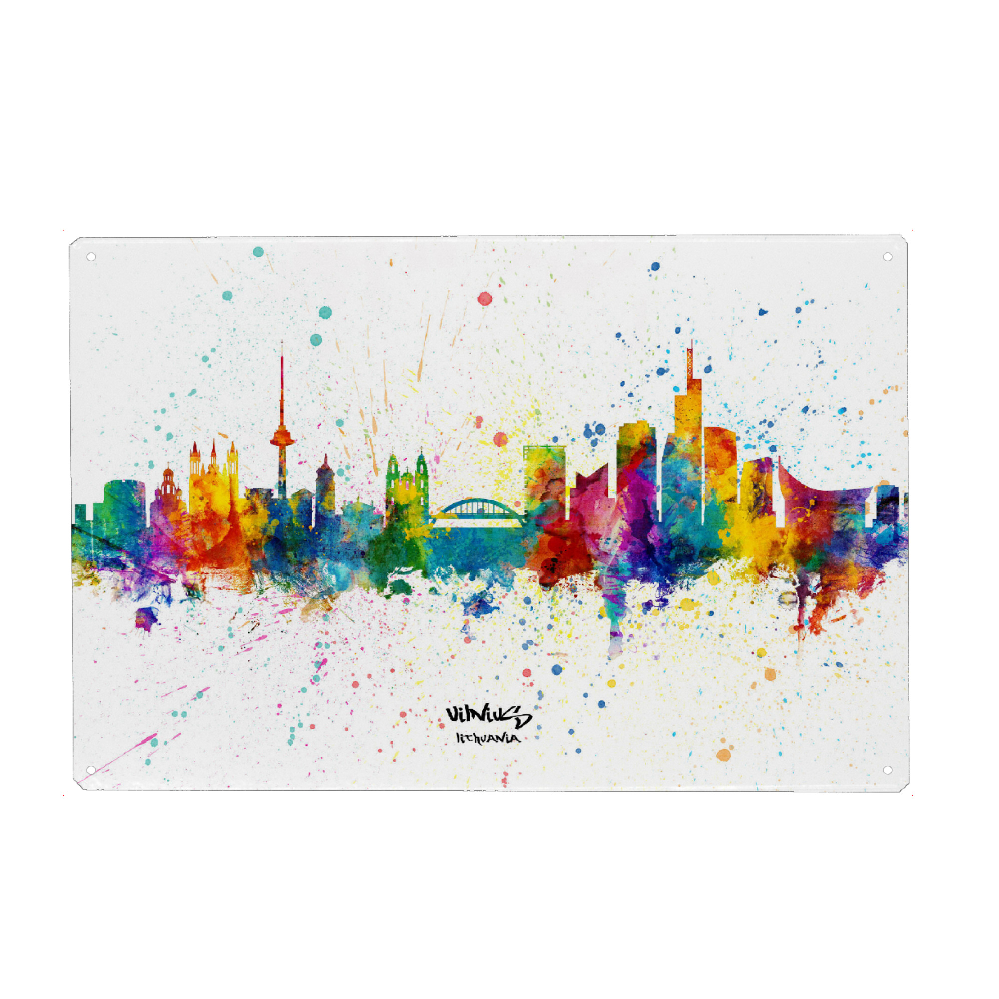 Metall Poster "Vilnius Lithuania Skyline Splash" artboxONE - Städte