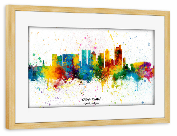 Poster mit Rahmen kiefer "Cape Town Skyline Splash" artboxONE - Städte