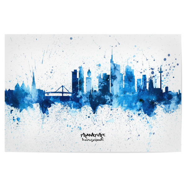 Poster "Frankfurt Skyline SplashBlue" artboxONE - Städte,Städte / Frankfurt