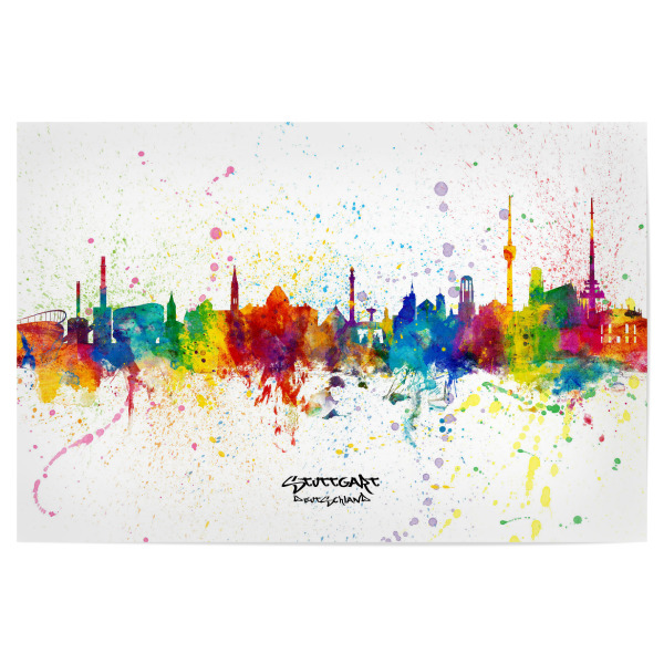 Poster "Stuttgart Germany Skyline Splash" artboxONE - Städte,Städte / Stuttgart