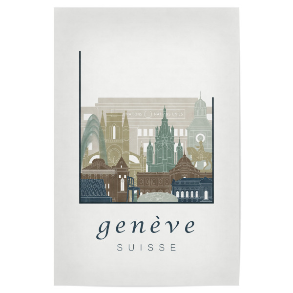Poster 30x20 cm "Geneva skyline light blue" artboxONE - Städte,Architektur