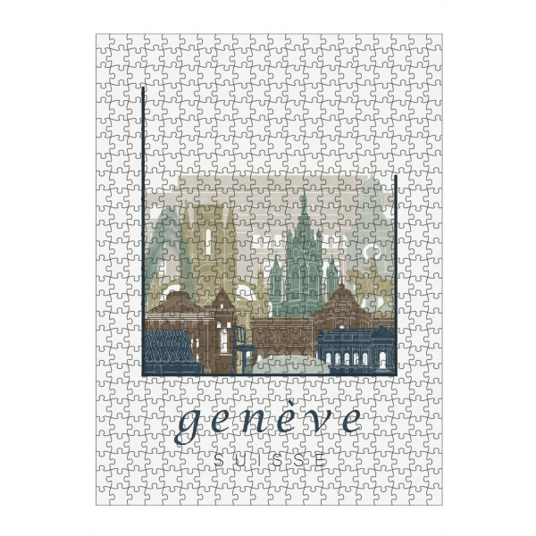 Puzzle Ravensburger "Geneva skyline light blue" artboxONE - Städte,Architektur