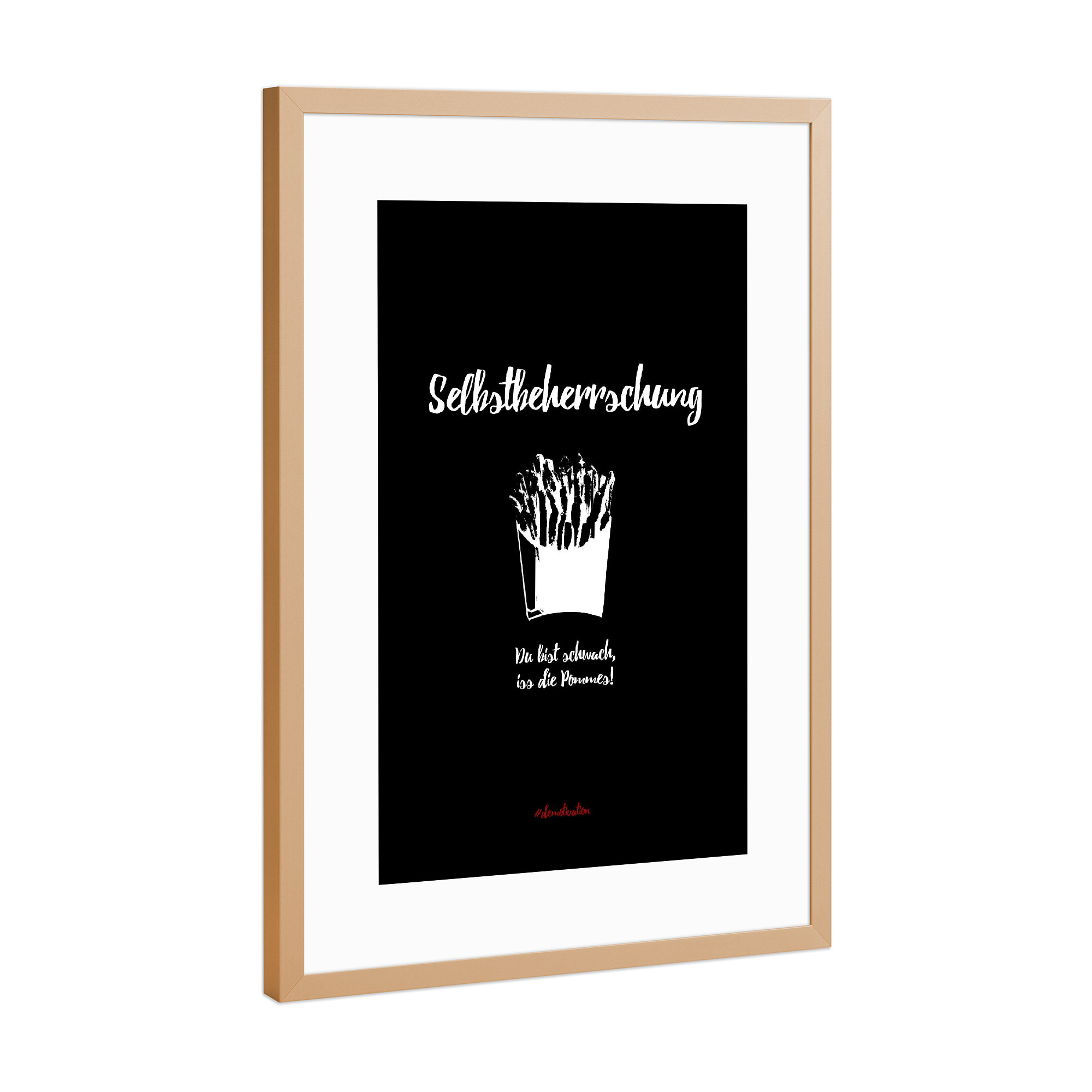 Poster mit Rahmen Kupfer "Selbstbeherrschung" artboxONE - Typografie,Schwarzweiß,Lustig