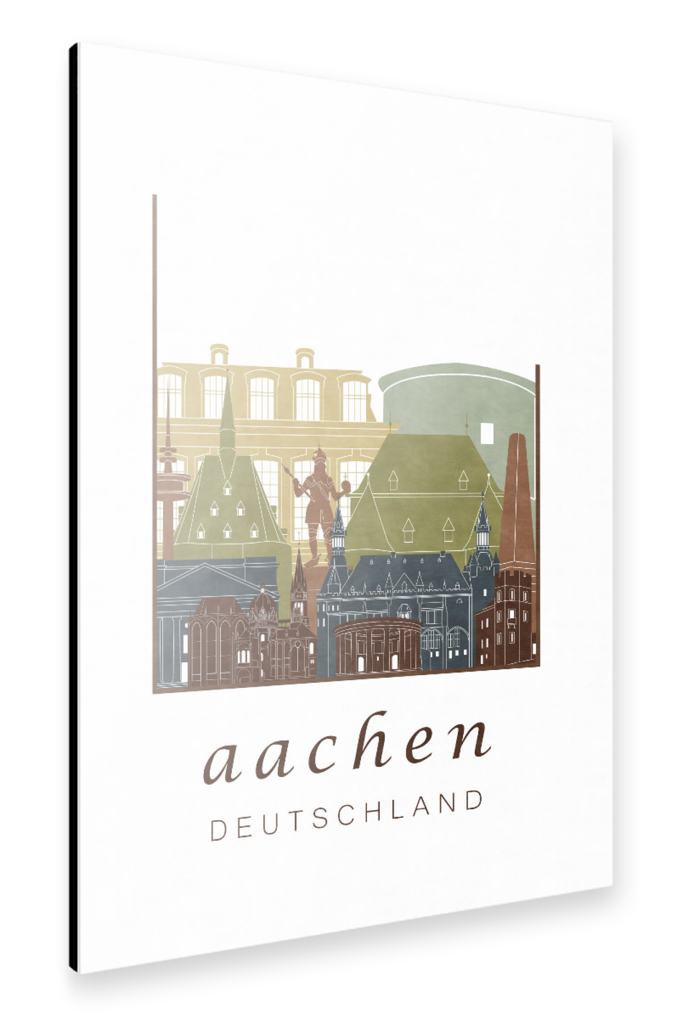 Alu-Dibond "Aachen skyline light brown" 75x50 cm artboxONE