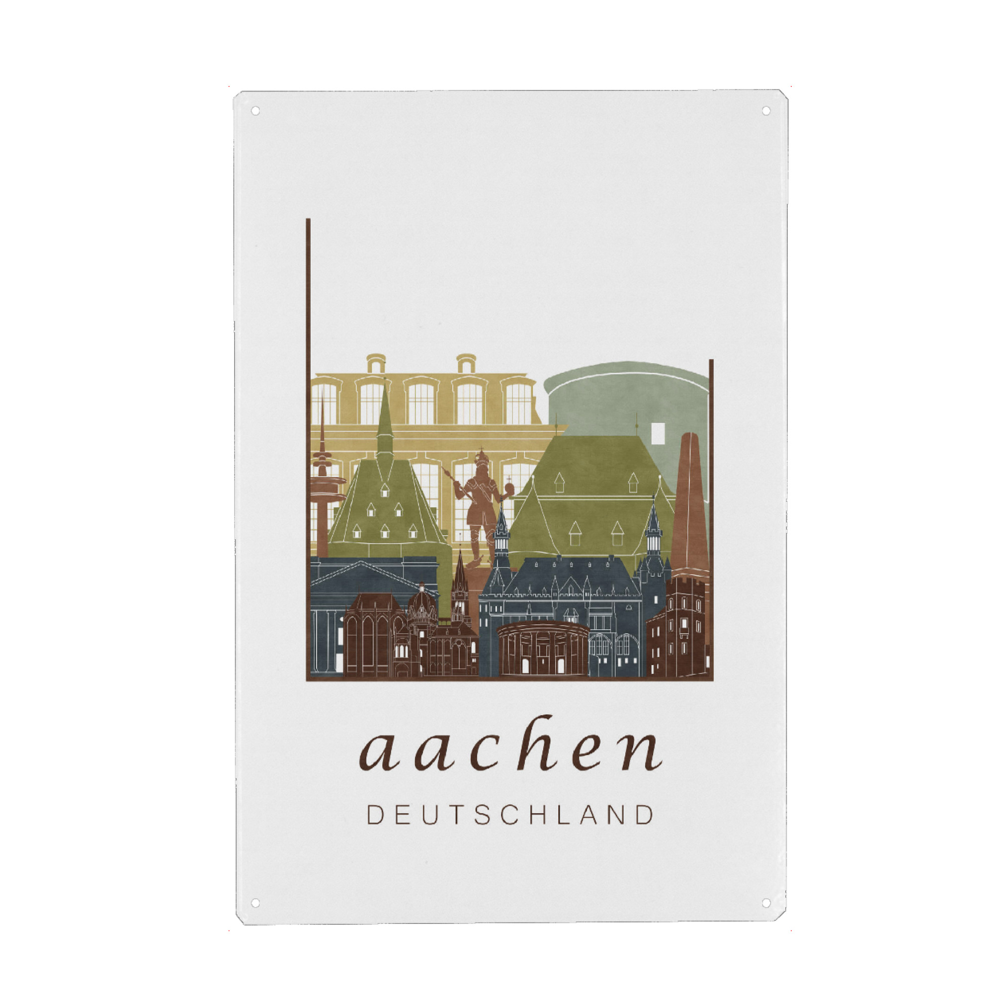 Holzbild "Aachen skyline light brown" artboxONE - Städte,Architektur