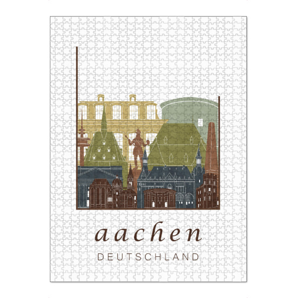 Puzzle Ravensburger "Aachen skyline light brown" artboxONE - Städte,Architektur