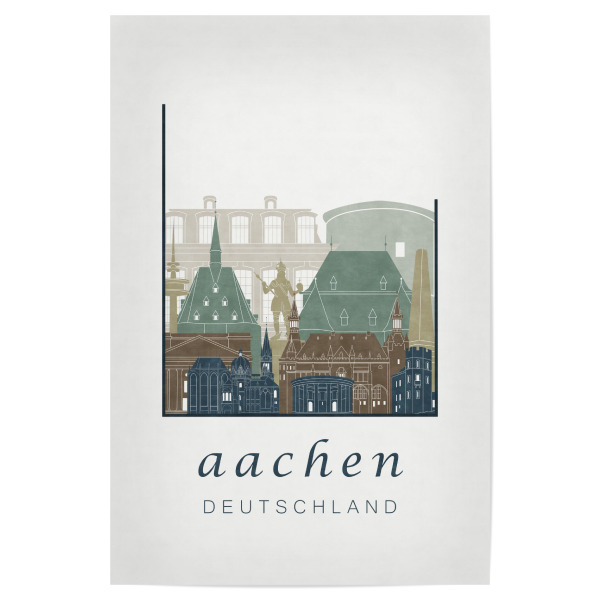 Poster 30x20 cm "Aachen skyline light blue" artboxONE - Städte,Architektur