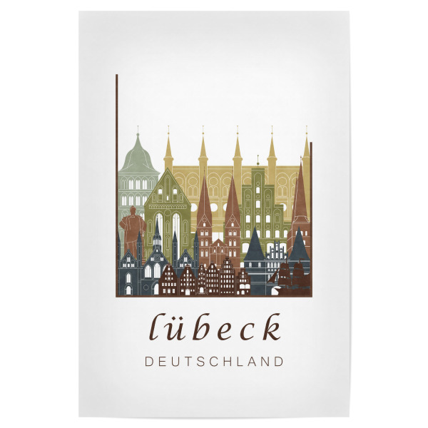 Poster 30x20 cm "Lubeck skyline light brown" artboxONE - Städte,Architektur