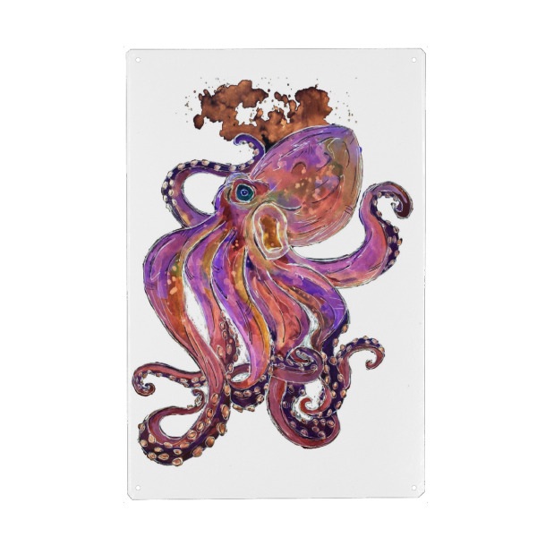 Holzbild "Purple Octopus" artboxONE - Tiere,Unterwasser