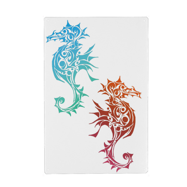 Holzbild "Red and Blue Seahorses" artboxONE - Tiere,Unterwasser