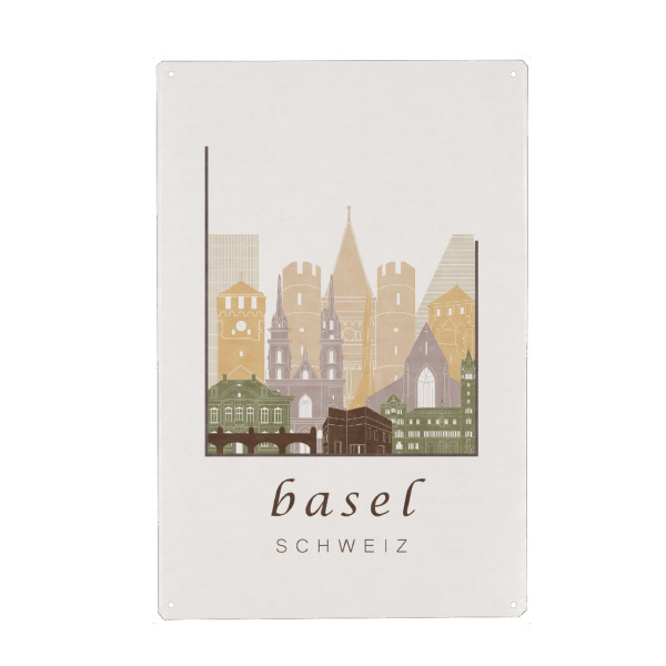 Holzbild "Basel skyline rustic" artboxONE - Städte,Architektur