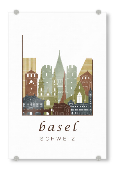 Acrylglasbild "Basel skyline light brown" artboxONE - Städte,Architektur