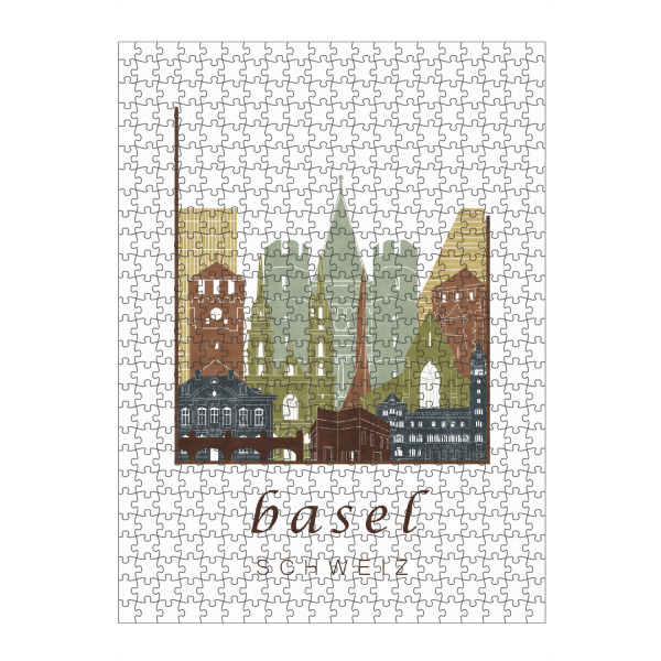 Puzzle Ravensburger "Basel skyline light brown" artboxONE - Städte,Architektur