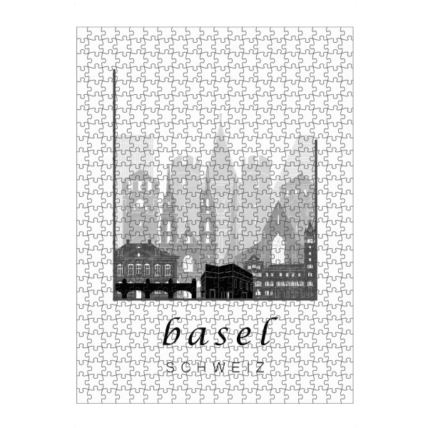 Puzzle Ravensburger "Basel skyline black & white" artboxONE - Städte,Schwarzweiß,Architektur