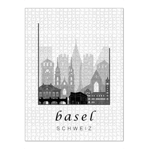 Puzzle Ravensburger "Basel skyline black & white" artboxONE - Städte,Schwarzweiß,Architektur