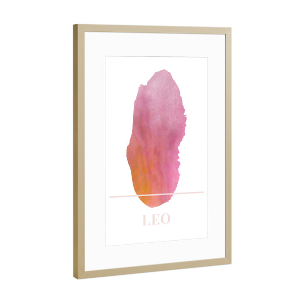 Poster mit Rahmen Gold "Agate Zodiac Sign - Leo" artboxONE - Abstrakt