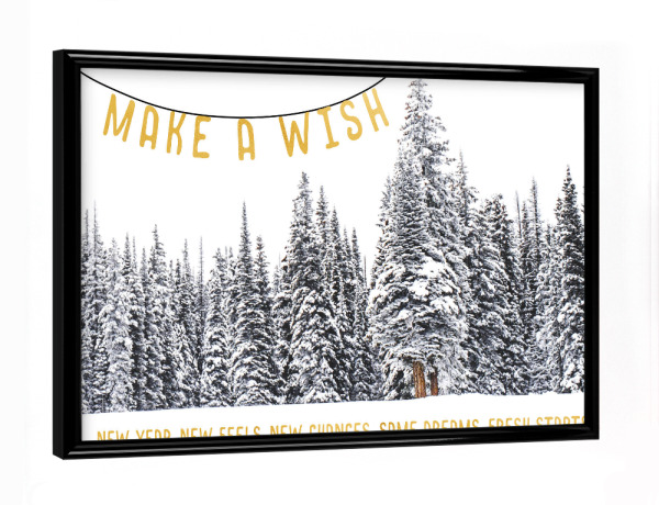 Poster mit schwarzem Rahmen "Make a wish" artboxONE - Typografie,Natur,Schwarzweiß,Liebe,Weihnachten