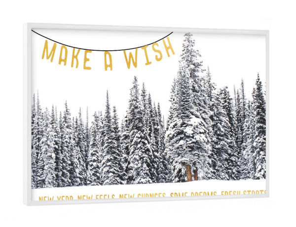 Poster mit weißem Rahmen "Make a wish" artboxONE - Typografie,Natur,Schwarzweiß,Liebe,Weihnachten
