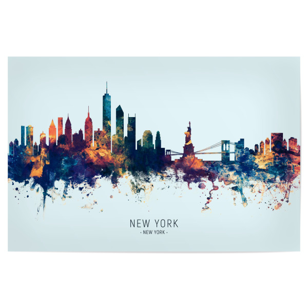 Poster 30x20 cm "New York Skyline BlueOrange" artboxONE - Städte,Städte / New York