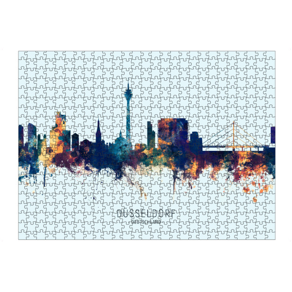 Puzzle Ravensburger "Düsseldorf Skyline BlueOrange" artboxONE - Städte,Städte / Düsseldorf