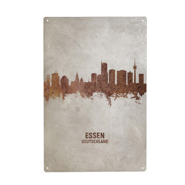 Holzbild "Essen Germany Skyline Rust" artboxONE - Städte - Essen,Germany,Skyline,Cityscape,Stadtbild,Watercolor,Pride,Deutschland,City,Stadt