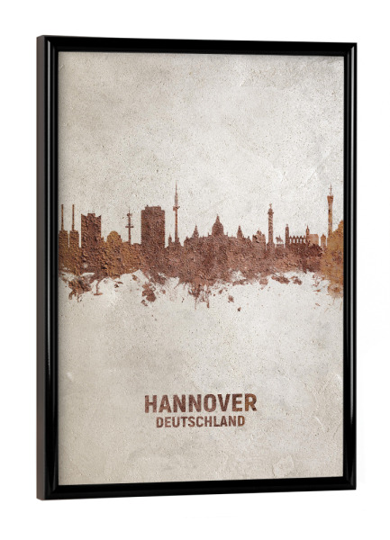Poster mit schwarzem Rahmen "Hannover Germany Skyline Rust" artboxONE - Städte