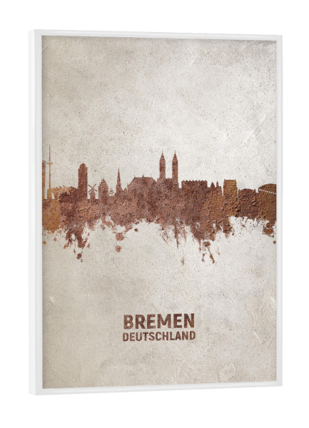 Poster mit weißem Rahmen "Bremen Germany Skyline Rust" artboxONE - Städte - Bremen,Germany,Skyline,Cityscape,Stadtbild,Watercolor,Pride,Deutschland