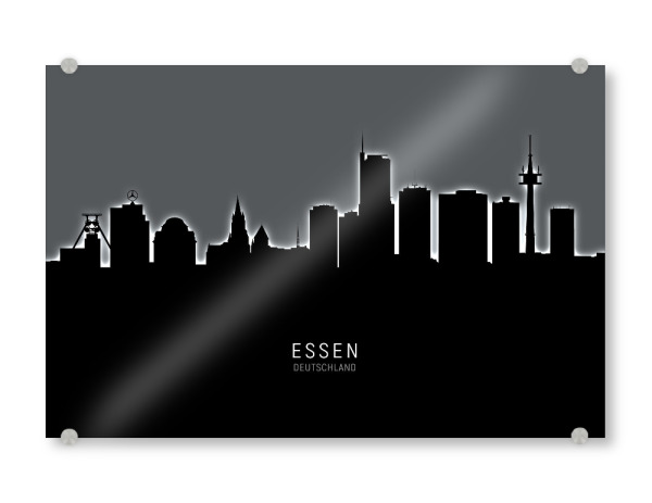 Acrylglasbild "Essen Germany Skyline Glow White" artboxONE - Städte,Schwarzweiß