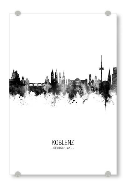 Acrylglasbild "Koblenz Skyline BW" artboxONE - Städte,Schwarzweiß