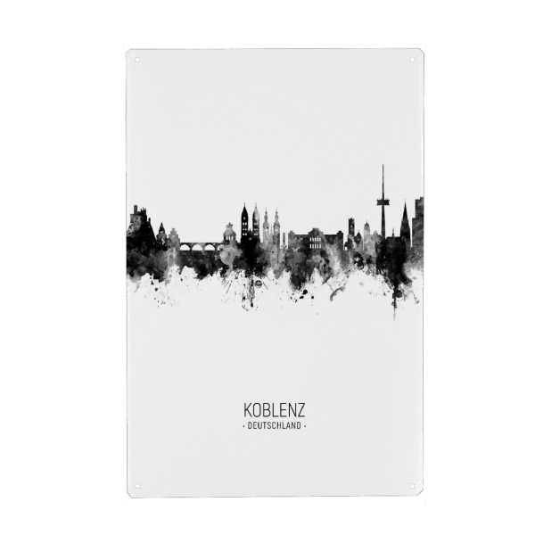 Holzbild "Koblenz Skyline BW" artboxONE - Städte,Schwarzweiß