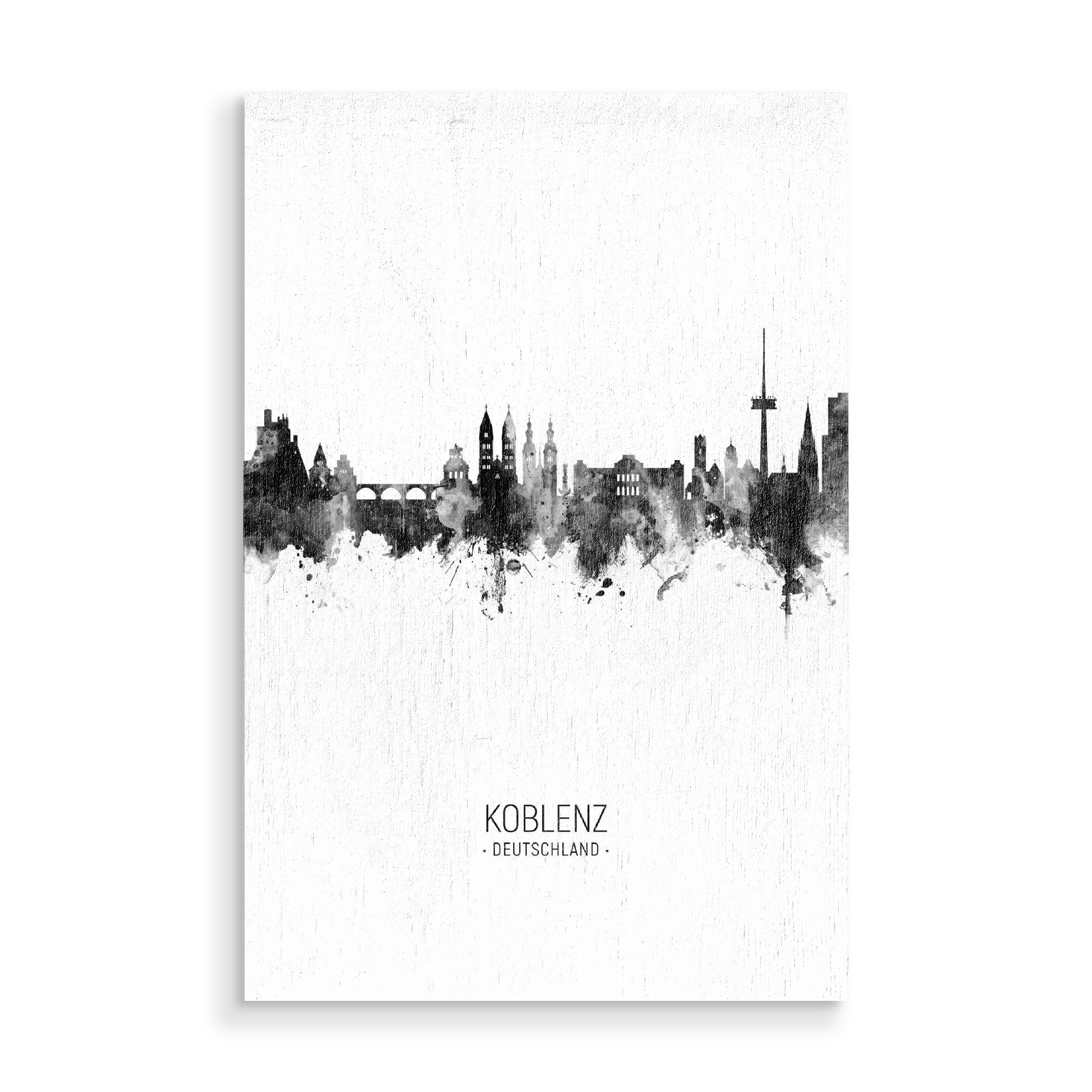 Holzbild "Koblenz Skyline BW" artboxONE - Städte,Schwarzweiß