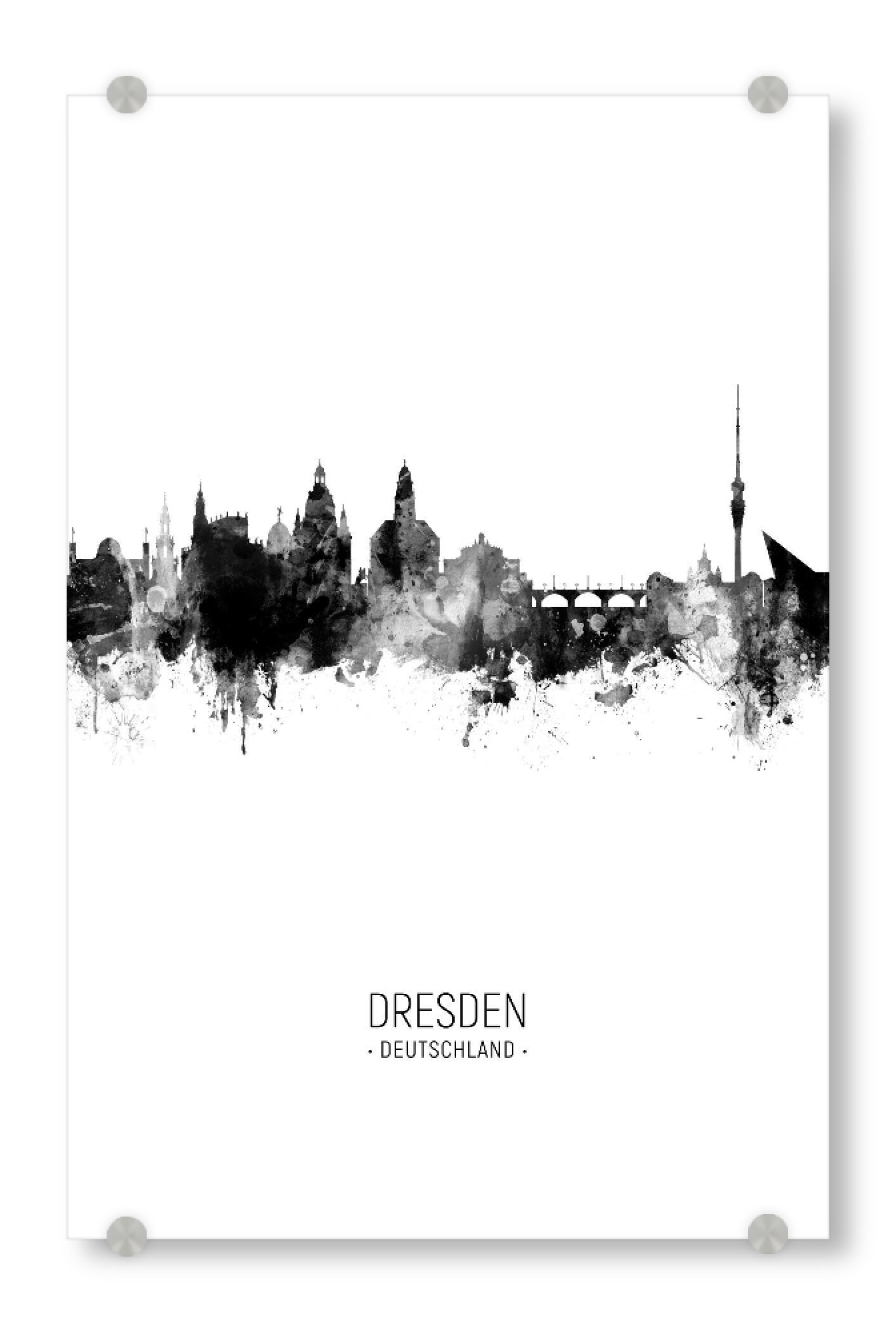 Acrylglasbild "Dresden Germany Skyline BW" artboxONE - Städte,Schwarzweiß,Städte / Dresden