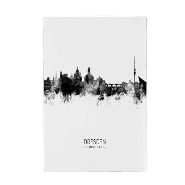 Holzbild "Dresden Germany Skyline BW" artboxONE - Städte,Schwarzweiß,Städte / Dresden
