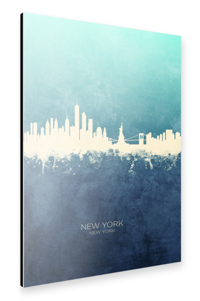Alu-Dibond "New York Skyline NavyCyan" 30x20 cm artboxONE