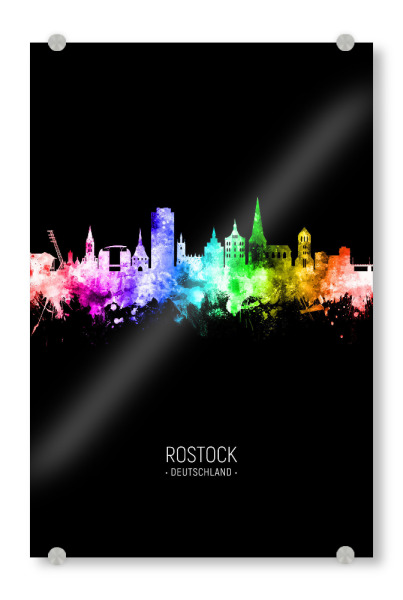 Acrylglasbild "Rostock Skyline Colour Black" artboxONE - Städte