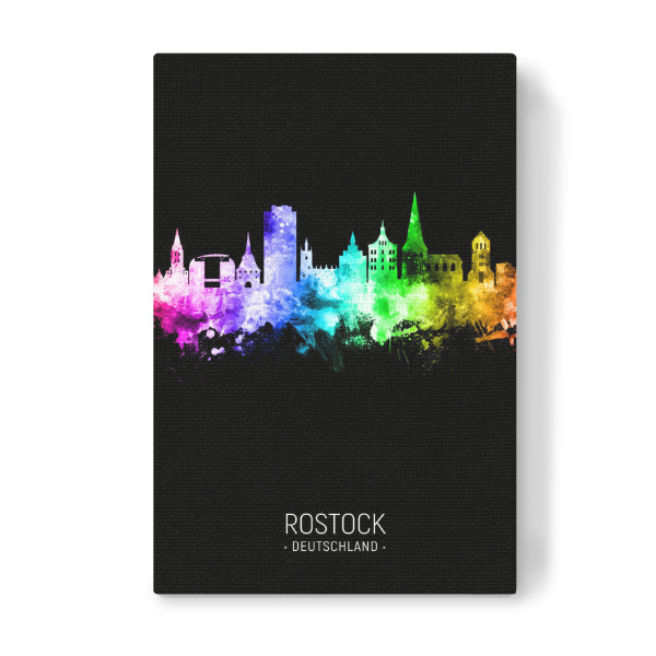 Leinwandbild "Rostock Skyline Colour Black" artboxONE - Städte