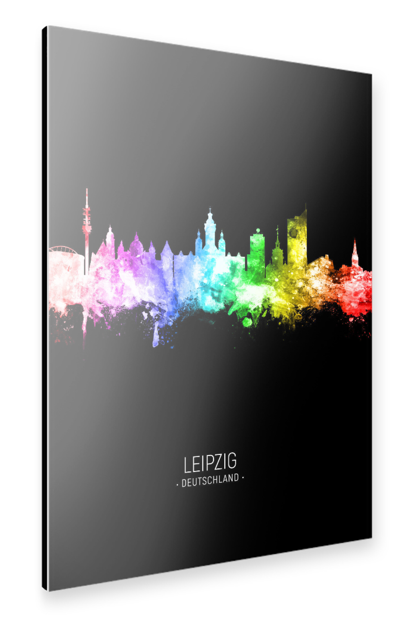 Alu-Dibond "Leipzig Skyline Colour Black" 75x50 cm artboxONE