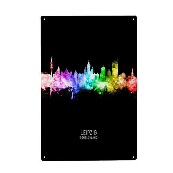 Metall Poster "Leipzig Skyline Colour Black" artboxONE - Städte