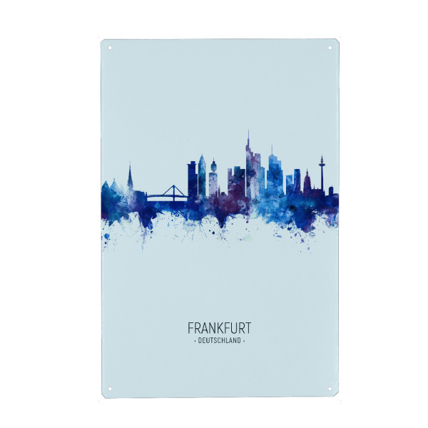 Metall Poster "Frankfurt Skyline Dark Blue" artboxONE - Städte,Städte / Frankfurt