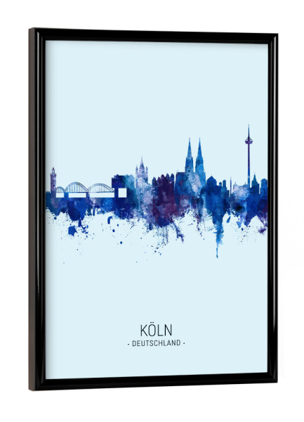 Poster mit schwarzem Rahmen "Cologne Germany Skyline Dark Blue" artboxONE - Städte,Städte / Köln