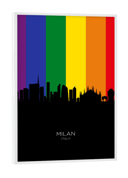 Poster mit weißem Rahmen "Milan Italy Skyline Pride" artboxONE - Städte